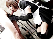 Japanese trans maid Miharu fucks guy until he cums