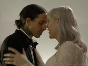 Slim blondie tgirl Lianna Lawson anal fucked in a hot threesome