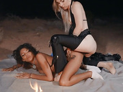 Beautiful trans girl Lola Morena gets fucked by Natalie Mars outdoors