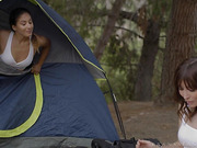 Sexy tgirl Korra Del Rio enjoys a threesome fuck in the tent