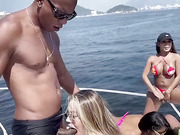 Latina trannies in a hardcore orgy on a yacht in the open sea