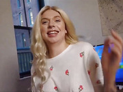 Blonde teen tgirl sucks and anally rides her boyfriends cock