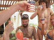 Shemale pool party turns into a wild hardcore group sex