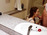 Beautiful young trans lady gets pounded in the bathroom