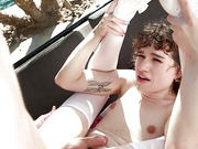 TS Serena Bubbles gets her ass railed by a huge shaft outdoors