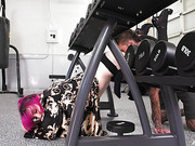 TS babe Lena Moon gets anal fucked in the gym