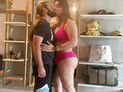 Chubby tgirl fucks her man in a homemade video