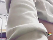 Showing big fat ass at work