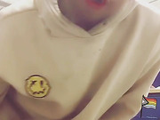 Showing big fat ass at work