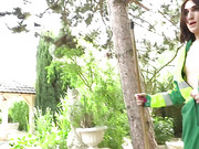 Amateur shemale Icy Diamond fucks her man outdoors