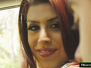 TS hitchhiker Crystal M bareback outdoor