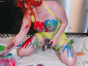 Naked shemale Bailey Jay painting
