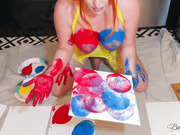 Naked shemale Bailey Jay painting