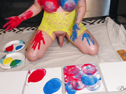 Naked shemale Bailey Jay painting