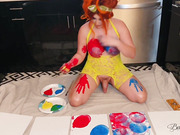 Naked shemale Bailey Jay painting