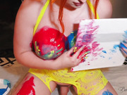 Naked shemale Bailey Jay painting