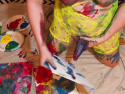 Naked shemale Bailey Jay painting
