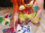 Naked shemale Bailey Jay painting