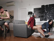 Raven-haired shemale beauty Isabella Gomez ass fucked