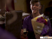 Guy is cuckolded by fiancee and shemale