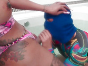 Big cock black tgirl fucks guy in jacuzzi