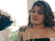 Busty trans Daisy Taylor anal rides cock