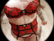 Beautiful young shemale gets her tattooed butt fucked by black cock