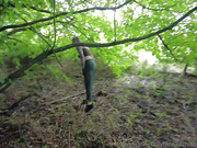 Sexy shemale takes a quick fuck in the forest