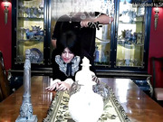 Cute TS maid Nyxi Leon anal fucked on the table