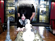 Cute TS maid Nyxi Leon anal fucked on the table