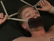 Jaquelin Braxton fucks tied man in her basement