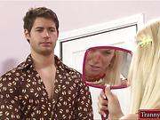 Hot blonde tranny Aubrey Kate ass fucked