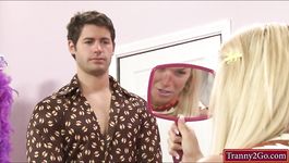 Hot blonde tranny Aubrey Kate ass fucked