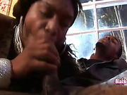 Sexy black t-girl gets her ass stuffed full of chocolate meat