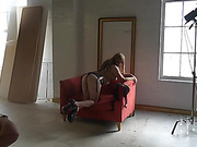 Rock hard TS Jesse in heels and lace