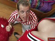 Blonde tranny Nina Lawless fucks dude