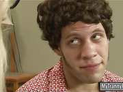 Blonde teen tranny Holly Parker asshole fucked on the couch