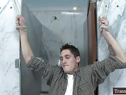 Busty T-Girl Jaquelin fucks tied macho