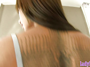 Teen ladyboy with a tight body anal fucked by a white man