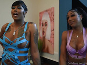 Two black shemales fucks this guy all over the place