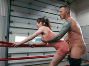 Sporty shemale Rana Katana gets fucked on the boxing ring