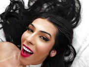 Stunning big cock Latina trannies love fucking each other