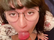 Cute trans gives a nice blowjob before getting fucked