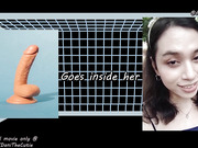 hot tgirl holds a dildo in her tight ass