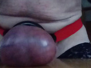 Testicles hit hard on table