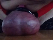 Testicles hit hard on table