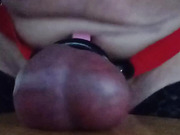 Testicles hit hard on table