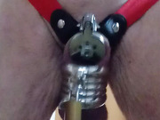 Reverse chastity with many metal rings and lock