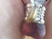 metal negative chastity with heavy rings and locks