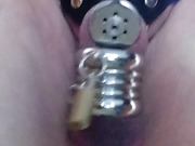 metal negative chastity with heavy rings and locks